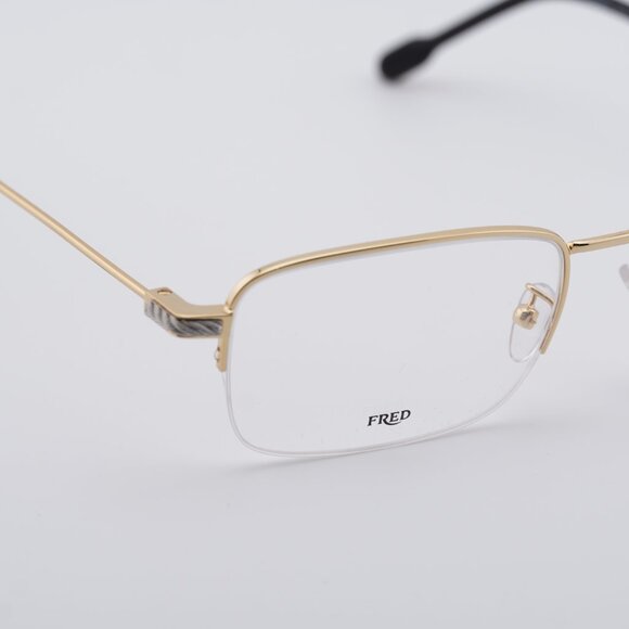 Fred FG50007U 030 Eyeglasses Gold 56mm Rectangle Frame - Picture 2 of 9